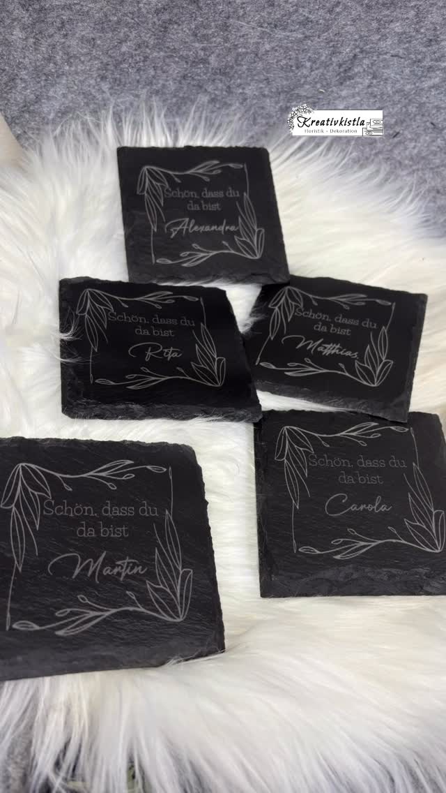 Schieferuntersetzer Gastgeschenk